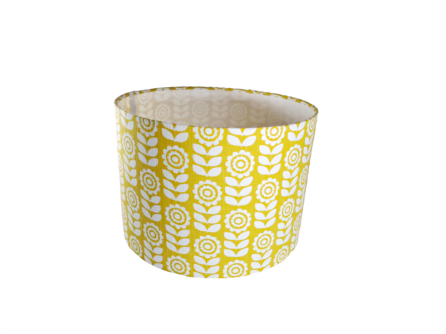 Retro flower print lampshade in yellow and white