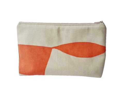 Mr Fox print large cosmetic bag in orange and beige