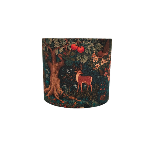 Woodland print lampshade in green