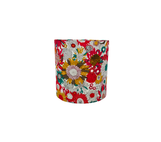 Sunflower Print Lampshade – yellow, red and green Drum Shade –  Flower Print Lighting – Modern Botanical Home Decor