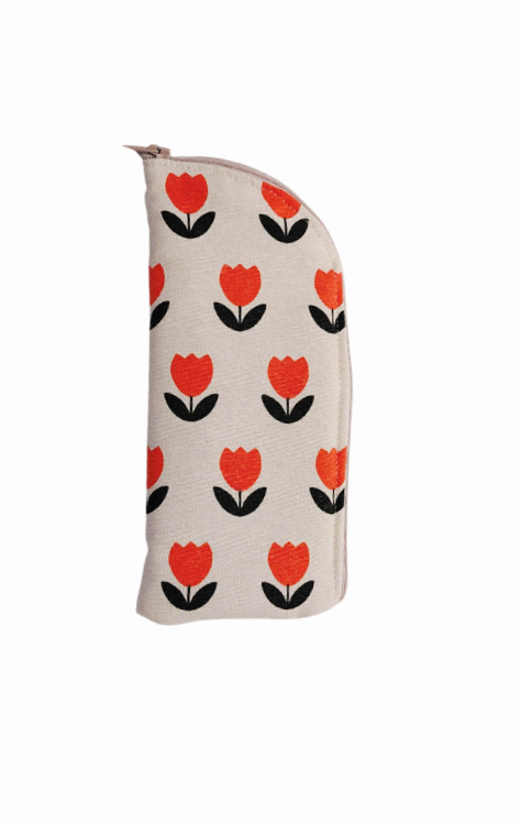 Tulip glasses/sunglasses case in orange and beige
