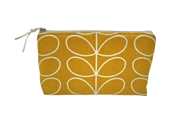 Linear stem print large cosmetic bag in mustard