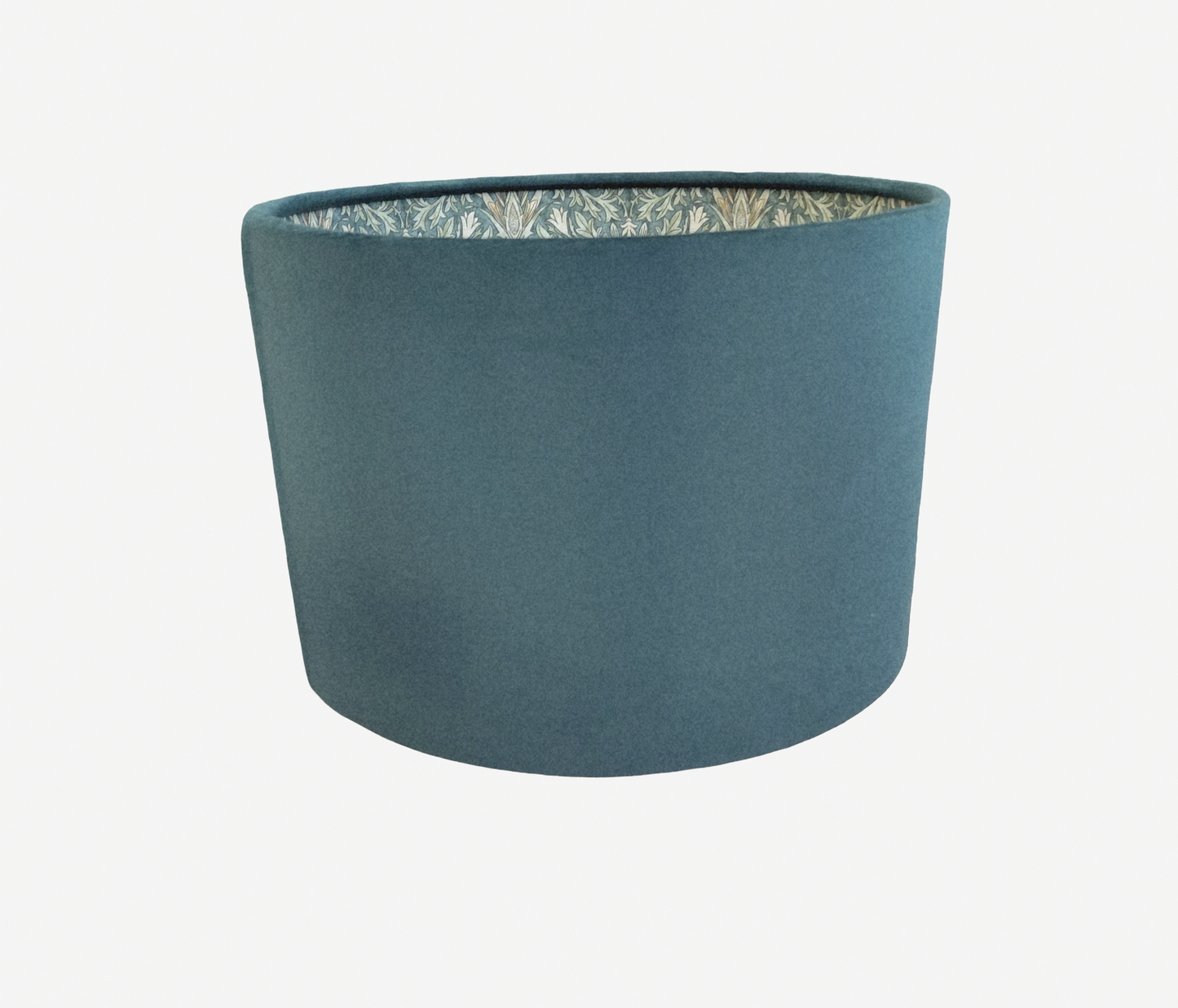 Double sided velvet lampshade with William Morris lining