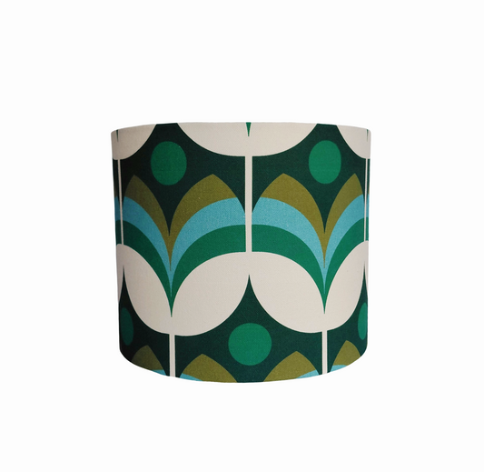 Geometric flower print lampshade in green