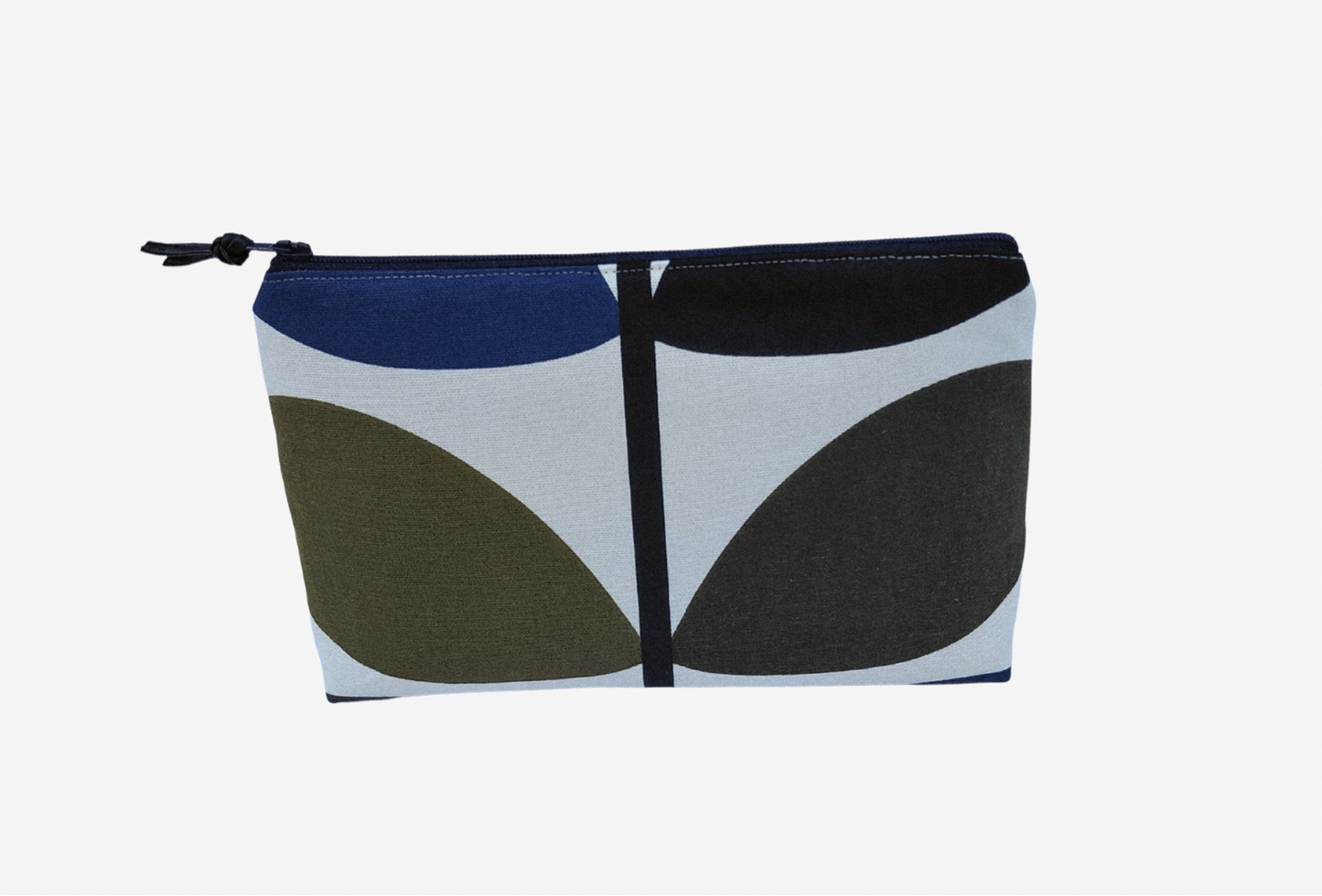 Large stem print large cosmetic bag in blue and grey