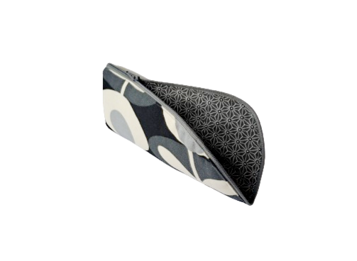 Oval flower print glasses/sunglasses case in charcoal