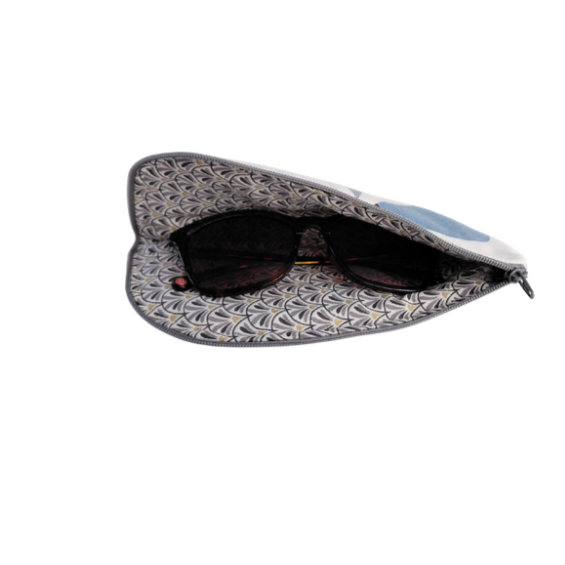 Love bird print glasses/sunglasses case in green and blue