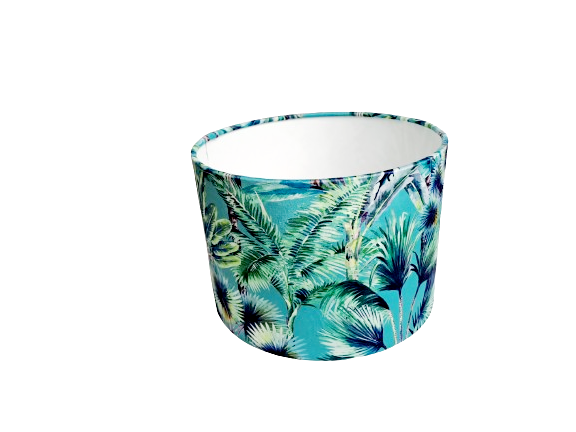 Palm springs print lampshade in blue and green