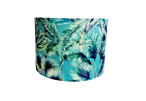 Palm springs print lampshade in blue and green