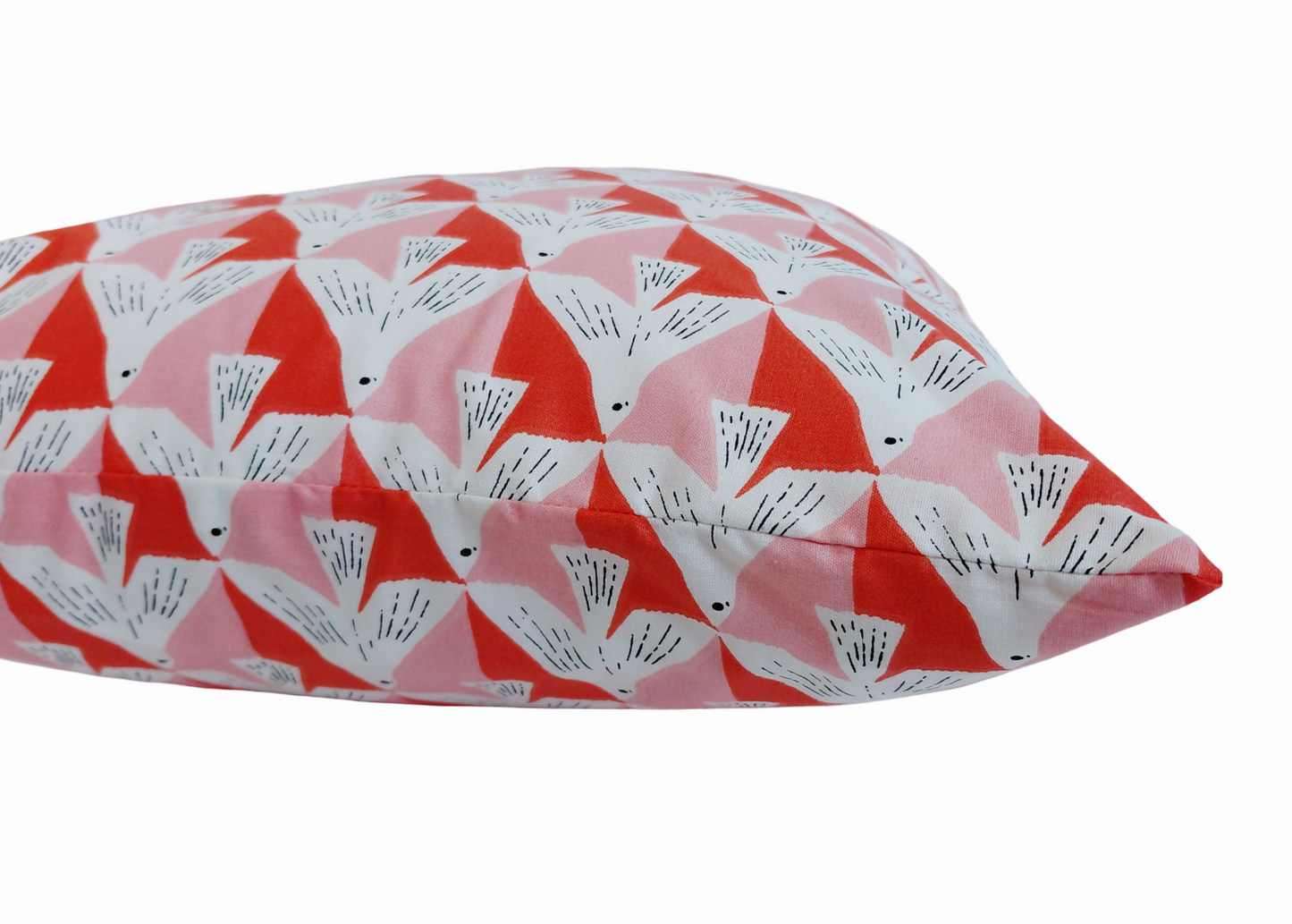 Bird Print Cushion – Red and Pink Throw Pillow – Swallow print Cushion Cover – Bird Decor Accent Pillow – Bright Bird Design sofa cushion