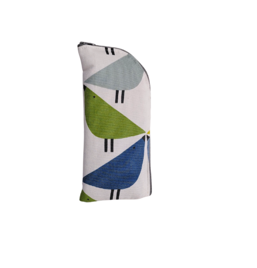Love bird print glasses/sunglasses case in green and blue
