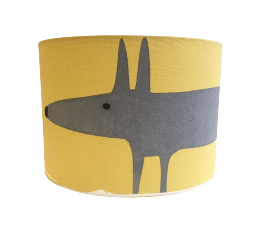 Mr Fox print lampshade in mustard and grey