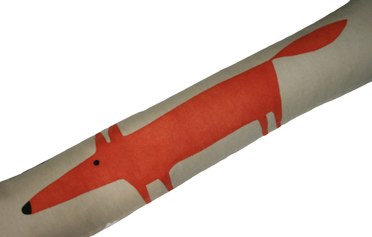 Mr Fox print draught excluder in orange and beige