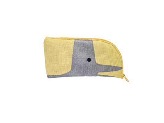 Mr Fox print glasses/sunglasses case in mustard and grey