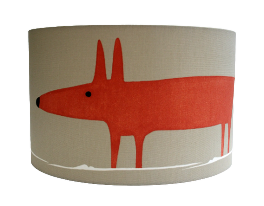 Mr Fox print lampshade in beige and orange