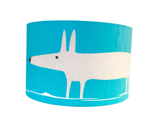 Mr Fox print lampshade in bright blue