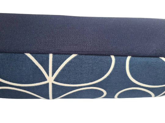 Linear stem print draught excluder in dark blue