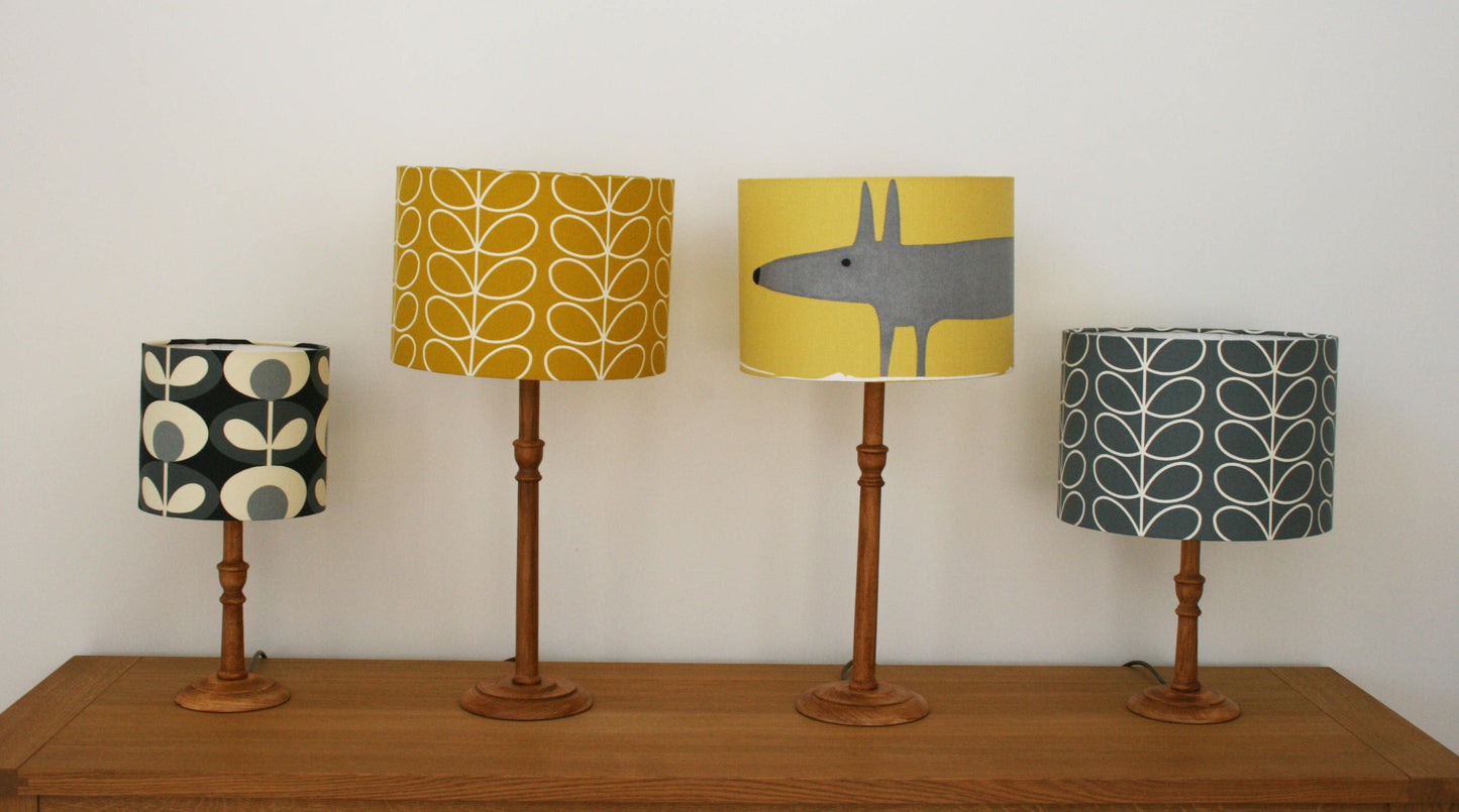 Linear stem print lampshade in dandelion/mustard