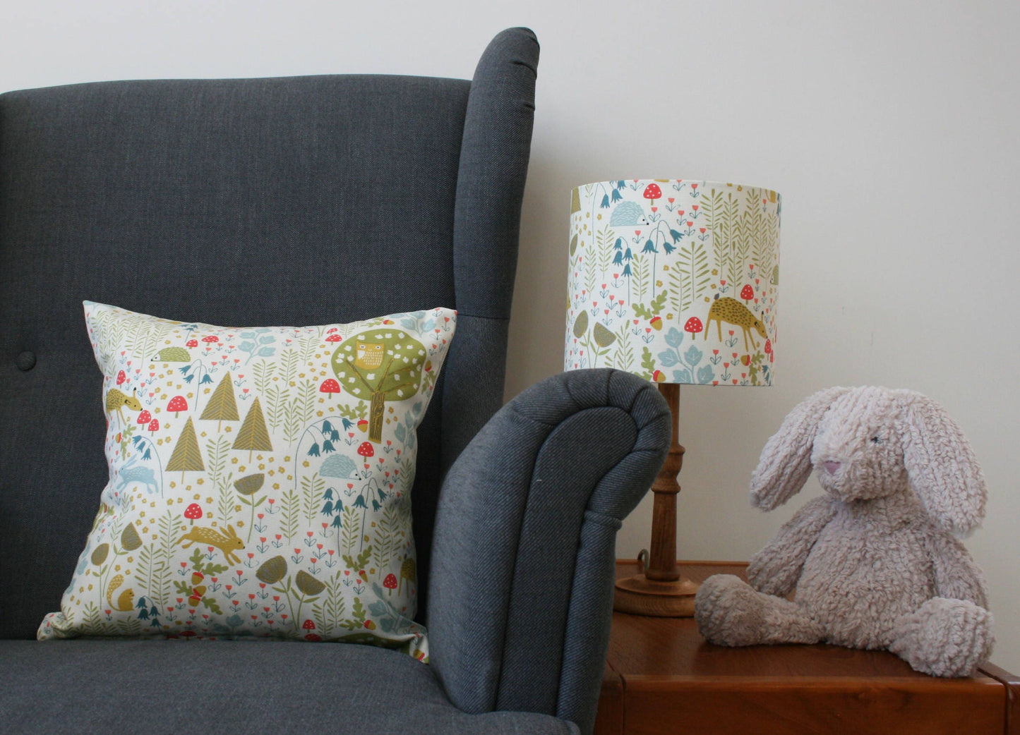 Woodland design multicoloured cushion