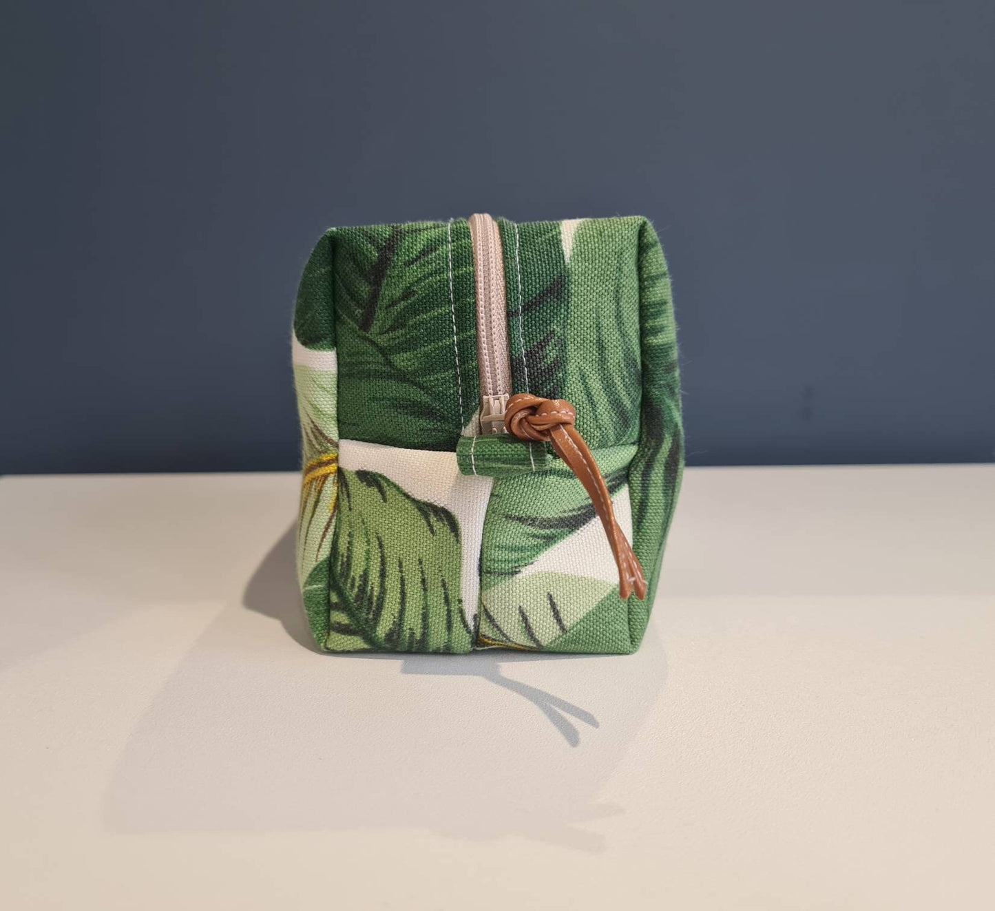 Palm leaf print cosmetic bag