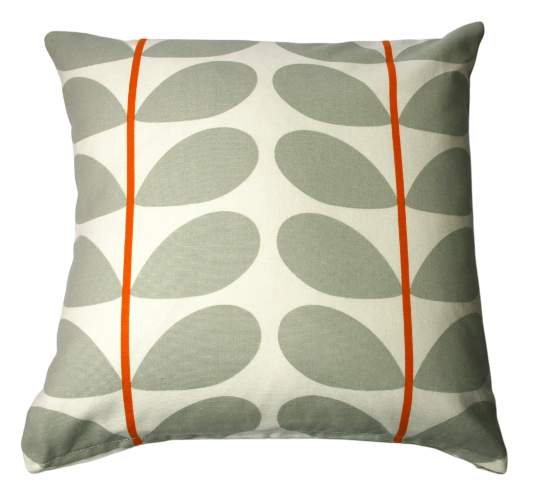 Large stem print cushion in orange and grey