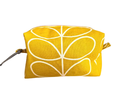 Linear stem print cosmetic bag in mustard