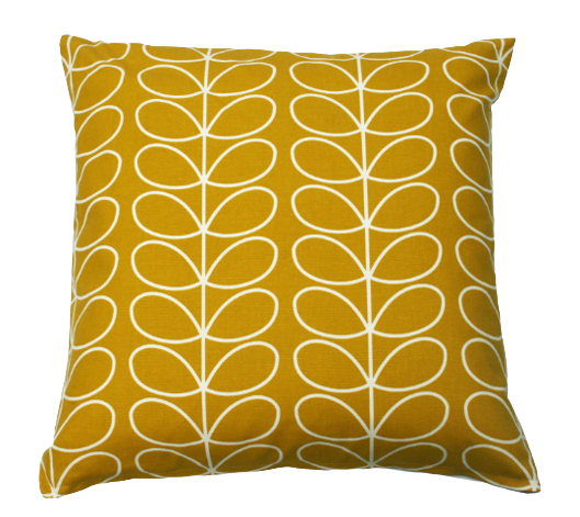 Linear stem print cushion in mustard