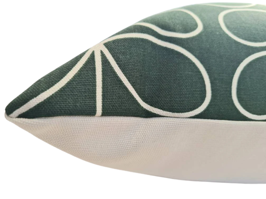 Linear stem print cushion in dark green