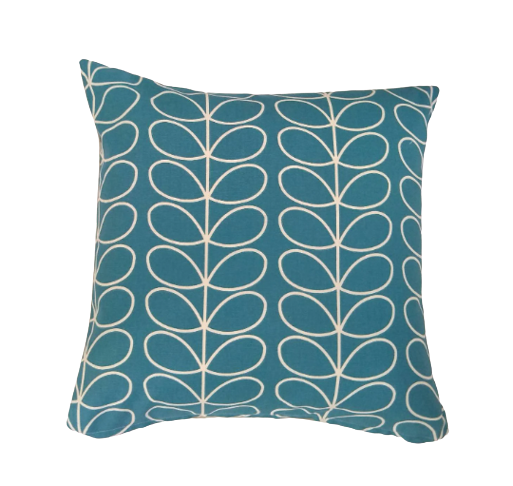 Linear stem print cushion in teal