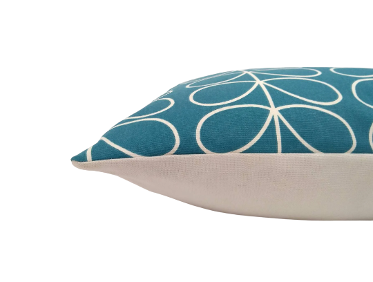 Linear stem print cushion in teal