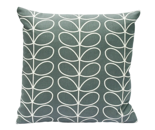 Linear stem print cushion in grey