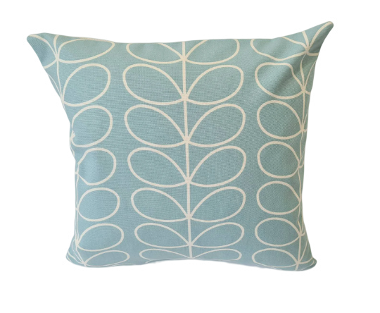 Linear stem print cushion in duck egg