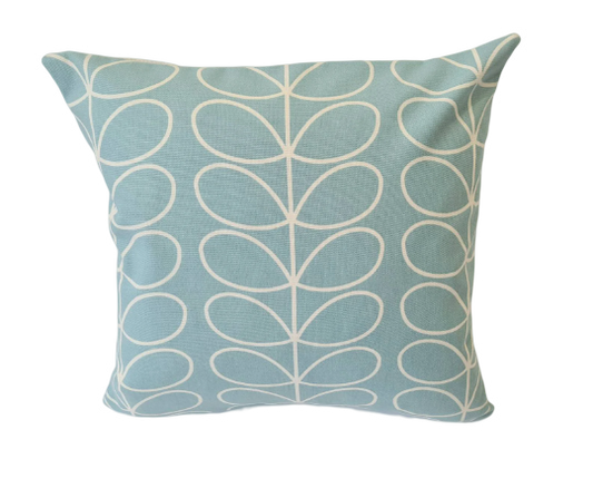 Linear stem print cushion in duck egg