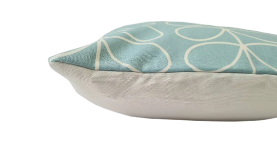 Linear stem print cushion in duck egg