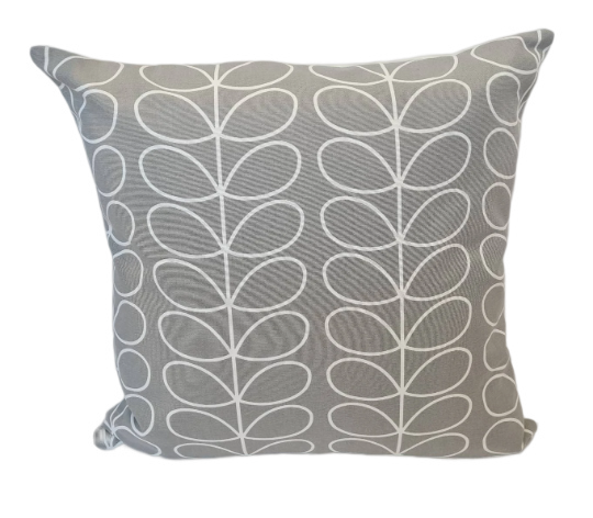 Linear stem print cushion in silver