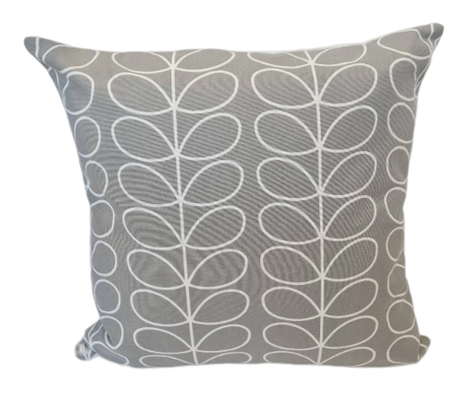 Linear stem print cushion in silver