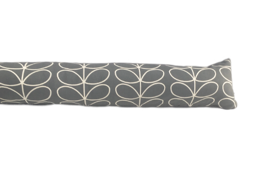 Linear stem print draught excluder in grey