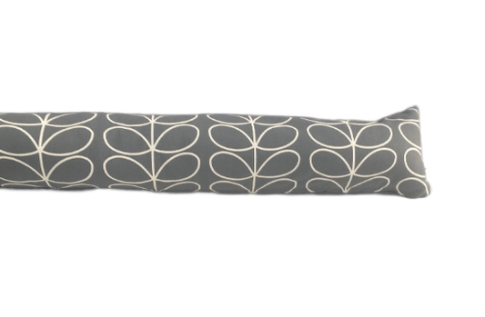 Linear stem print draught excluder in grey