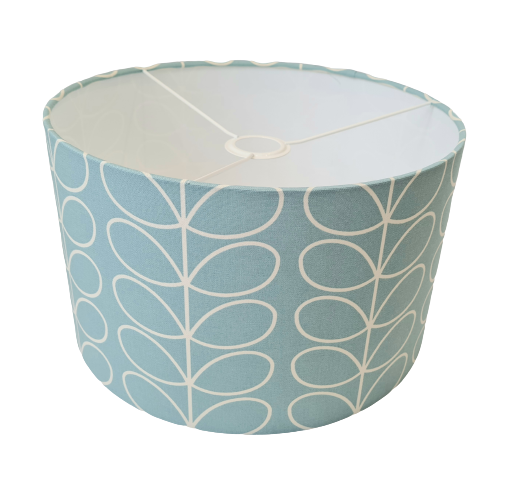 Linear stem print lampshade in duck egg