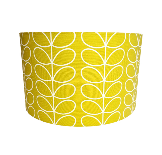 Linear stem print lampshade in dandelion/mustard