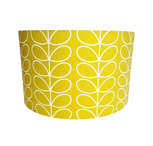 Linear stem print lampshade in dandelion/mustard