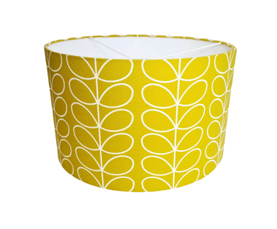 Linear stem print lampshade in dandelion/mustard