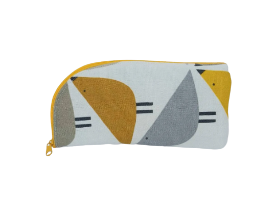 Love bird print glasses/sunglasses case in grey and yellow and brown