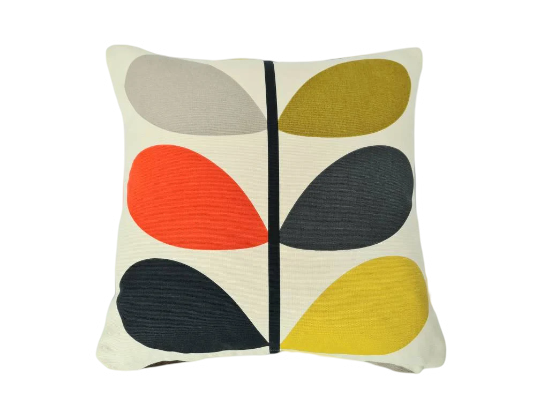 Multicoloured large stem print cushion