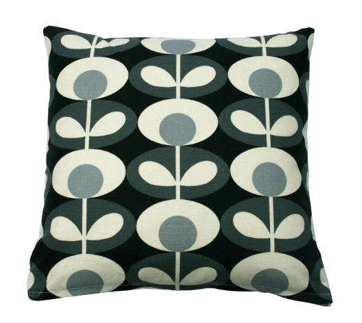 Oval flower print cushion in soft grey