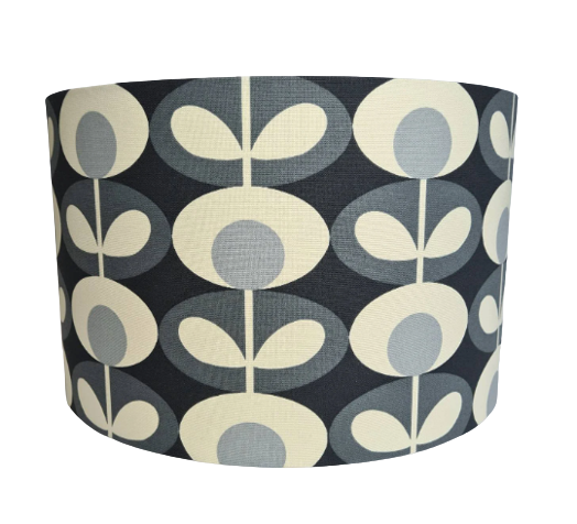 Oval flower lampshade in soft grey and charcoal