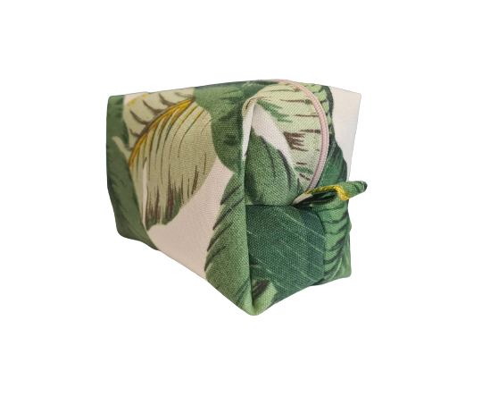 Palm leaf print cosmetic bag