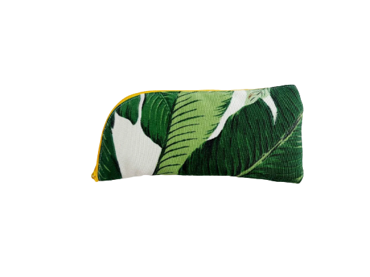 Palm leaf print glasses/sunglasses case in green