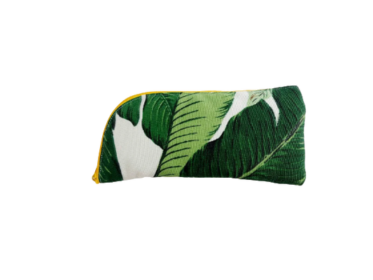 Palm leaf print glasses/sunglasses case in green