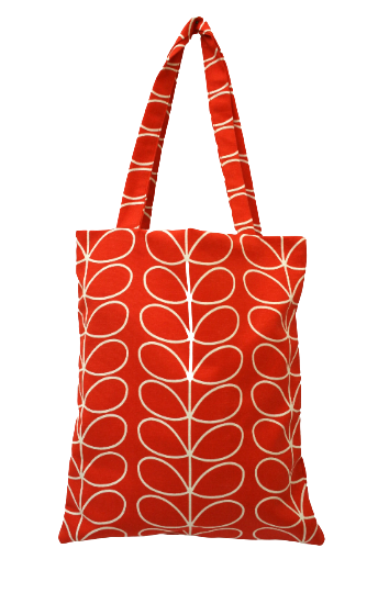 Linear stem print fabric tote bag in tomato